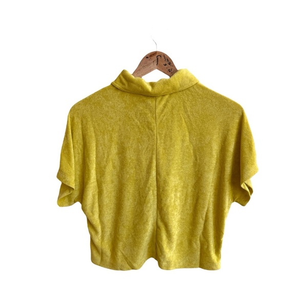 Andie Swim Cropped Button Up Yellow Terry Short Sleeve Collar Women Size S - Picture 2 of 14